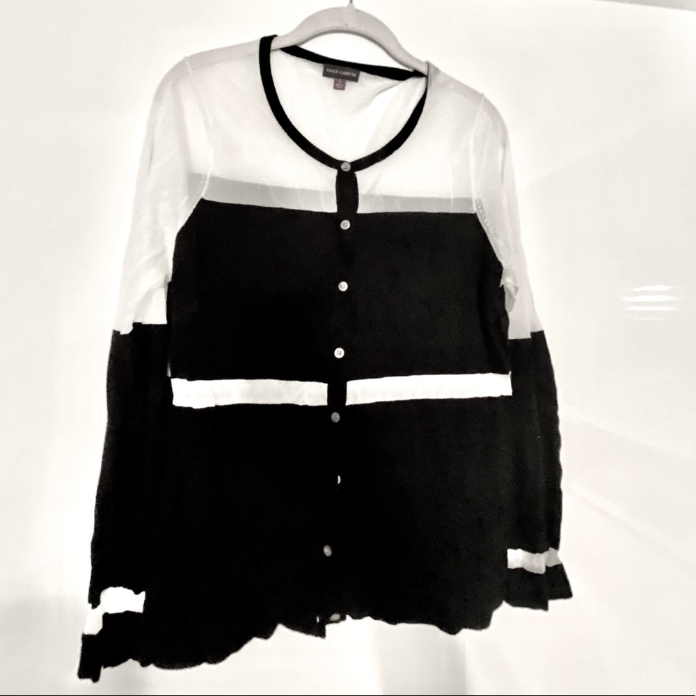 Vince camuto black and white cardigan